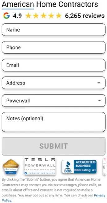 American Home Contractors contact form placeholder