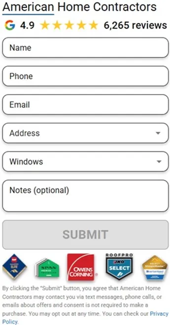 American Home Contractors contact form placeholder