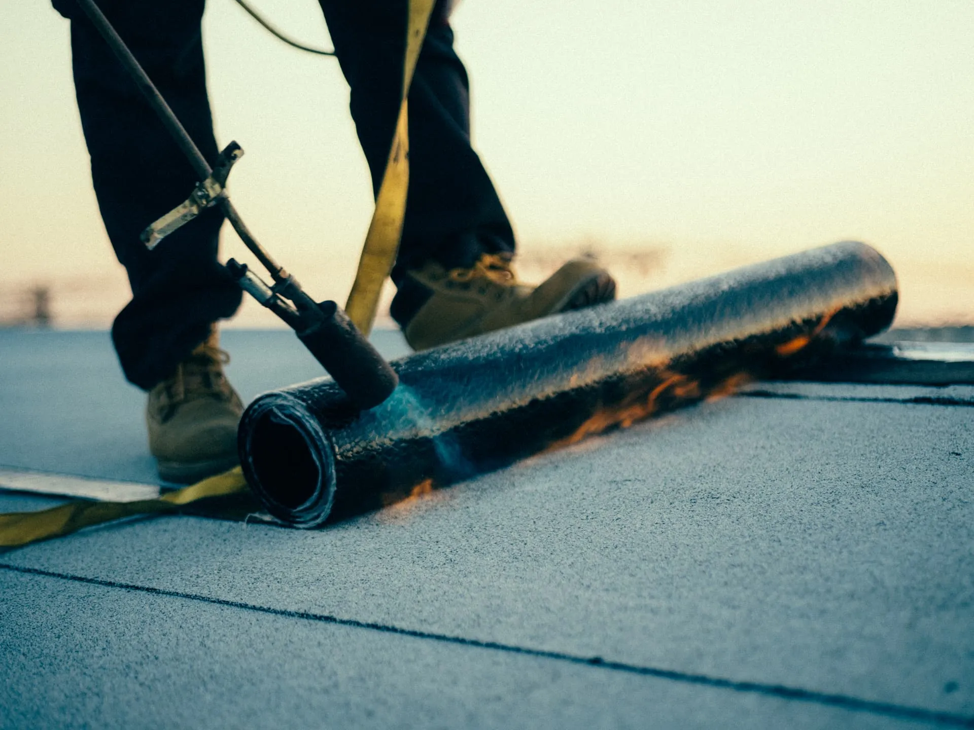 flat roof torch down closeup by American Home Contractors near Baltimore
