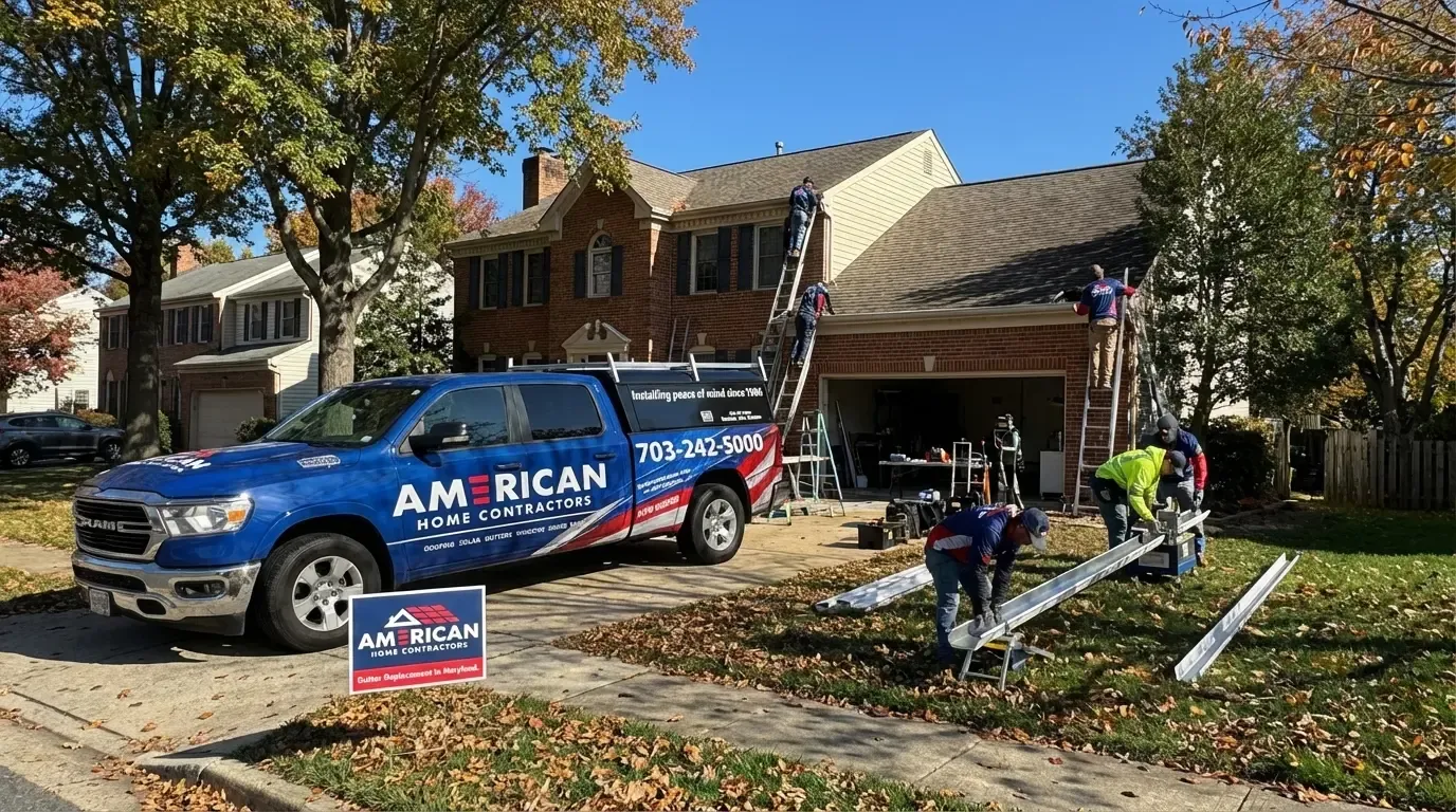 gutter crew brick colonial truck by American Home Contractors near West Springfield