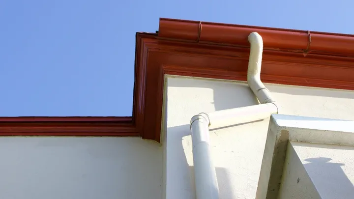 Close-up of a newly installed gutter system in Maryland