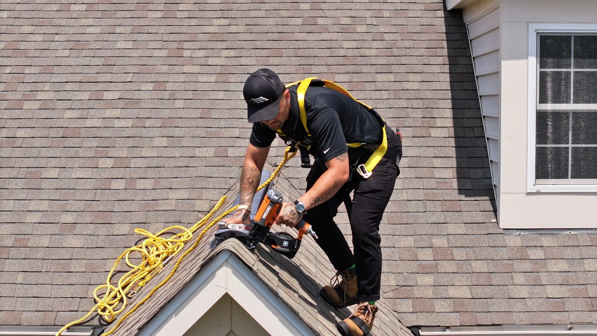ridge nailing shingle field by American Home Contractors near North Bethesda