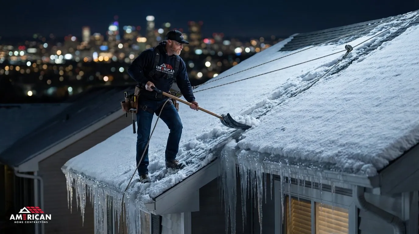 snow removal city night by American Home Contractors near Chantilly